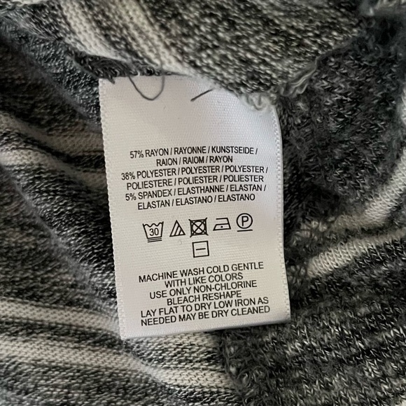 Anthropologie Postmark‎ Mock Neck Stripe Lightweight Sweater Grey White Small - Picture 9 of 9